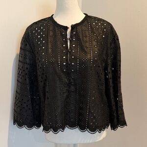Zara Black Eyelet Blouse